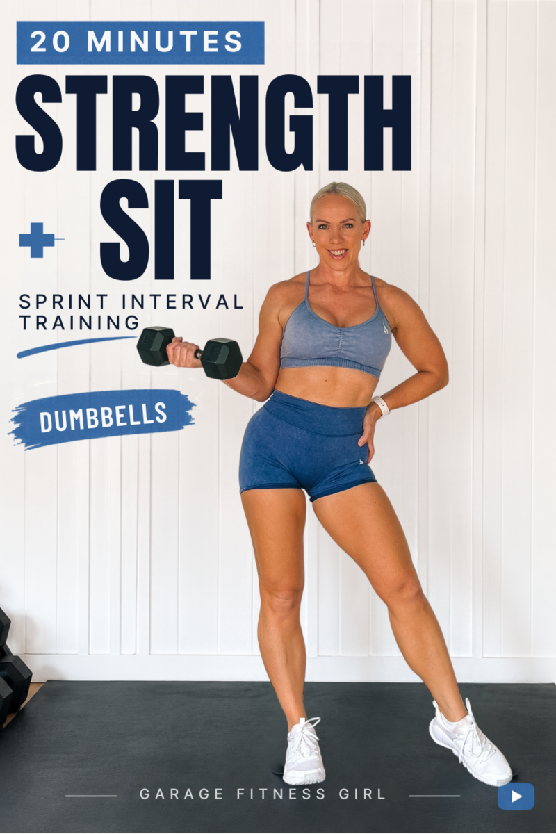 20 minute strength and SIT workout for women over 40 with dumbbells