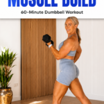 Woman performing a dumbbell full body strength workout designed to build muscle and strength over 40.
