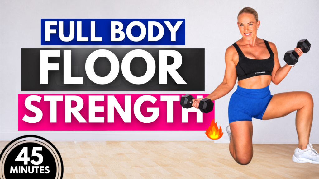 Floor strength workout for women over 40 using dumbbells
