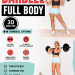 Penny Barnshaw, Garage Fitness Girl 1 Garage Fitness Girl Woman performing a barbell back squat and a barbell front rack hold in a home gym, from a 30 minute full body barbell workout for women over 40 with dumbbell alternatives