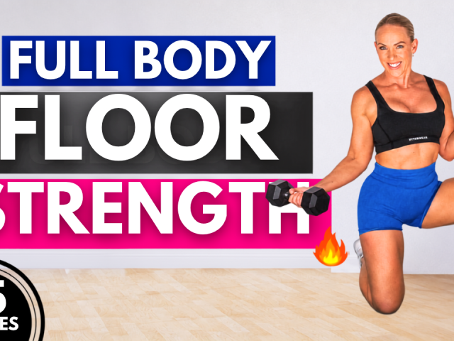 Floor strength workout for women over 40 using dumbbells