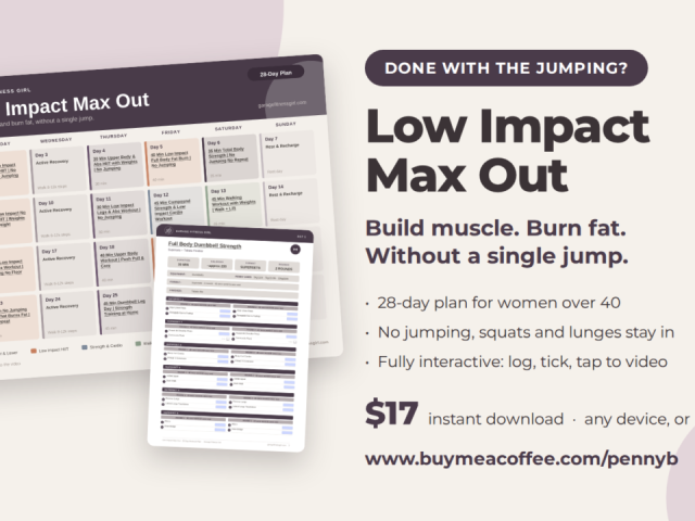 Low impact workout plan for women over 40, the Low Impact Max Out 28 day program banner