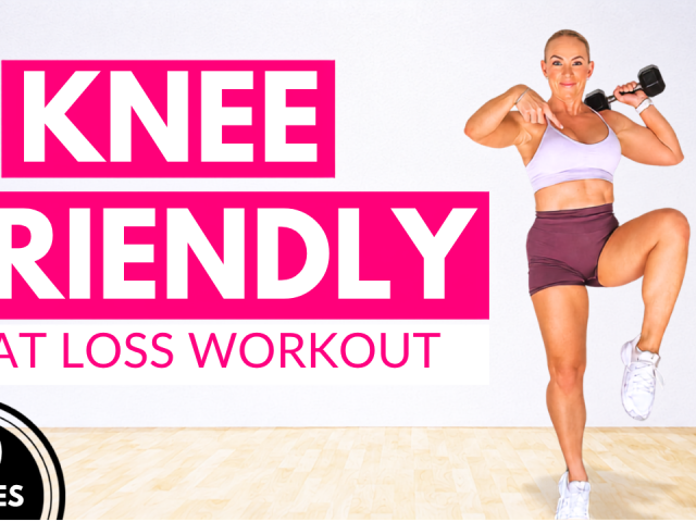 Knee friendly workout women over 40 doing dumbbell exercises