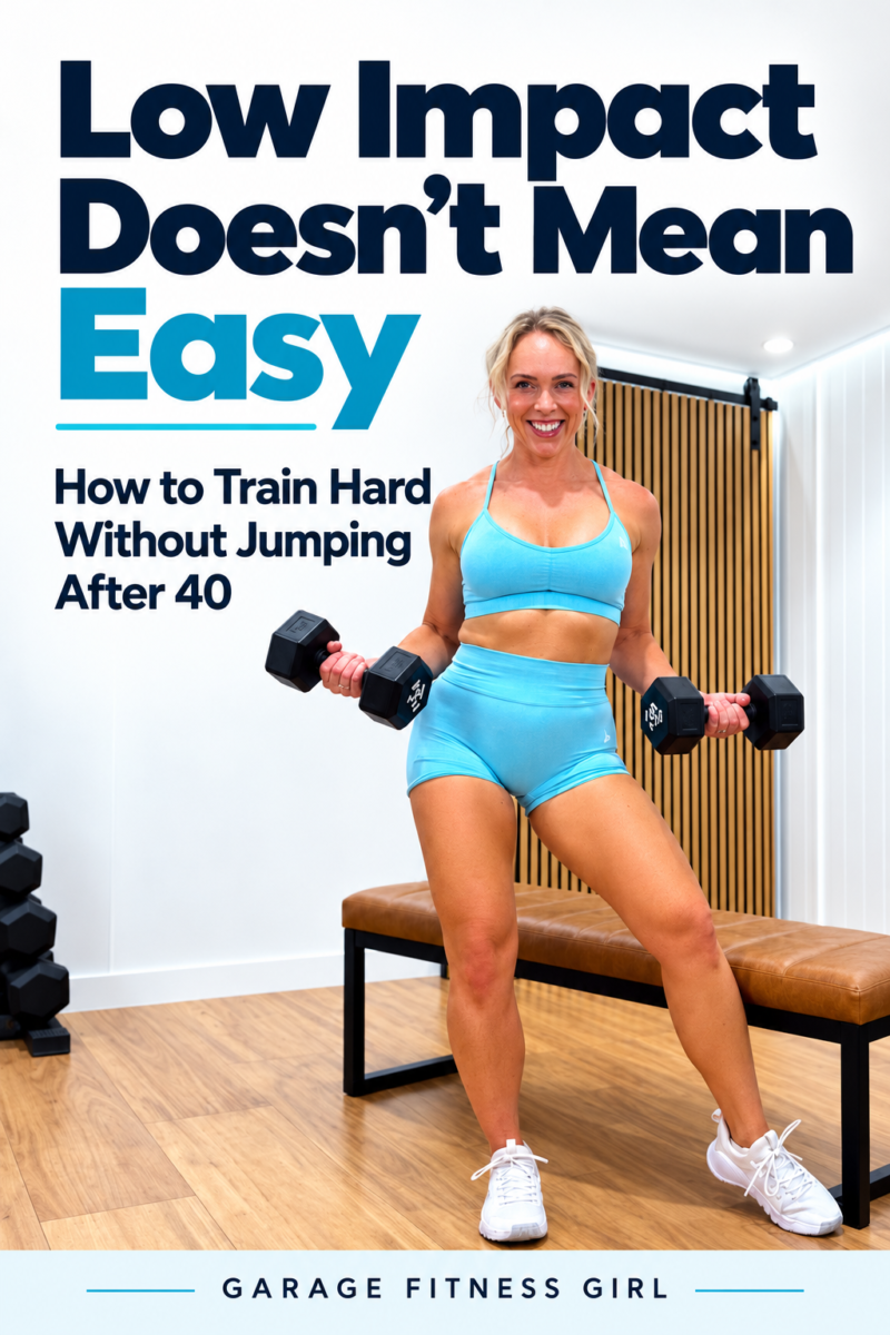 Low Impact Doesn't Mean Easy: How to Train Hard Without Jumping After 40 3 Garage Fitness Girl Low impact workout for women over 40, 35 minute low impact Tabata with dumbbells
