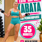 35 minute low impact tabata workout for women over 40 in perimenopause with dumbbells