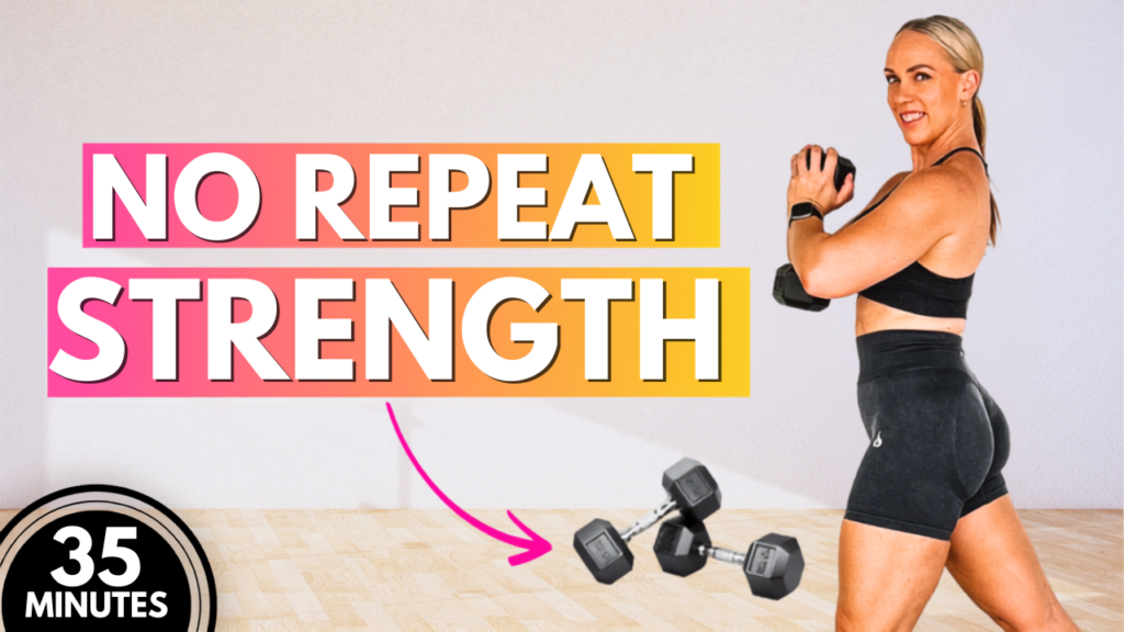 35-Minute No Repeat Full Body Strength Workout for Women Over 40 (Dumbbells Only) 1 Garage Fitness Girl