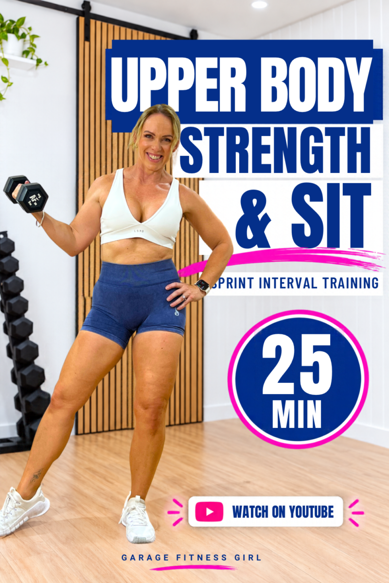 25 minute upper body strength workout for women over 40 with dumbbells and a SIT finisher