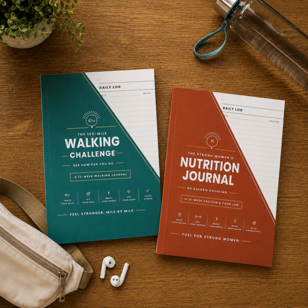 The Strong Women’s Nutrition Journal and 100-Mile Walking Challenge journal for women over 40